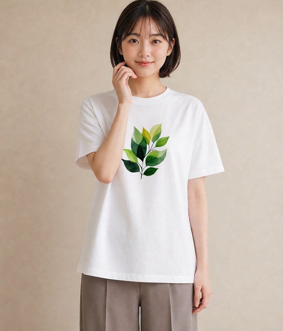 Tシャツ レディース ハーブ 植物 ボタニカル イラスト お洒落 ミセス 春コーデ 白T