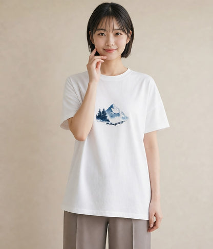 デザインTシャツ レディース 山 星空 宇宙 イラスト レトロ ギフト 母の日 白T