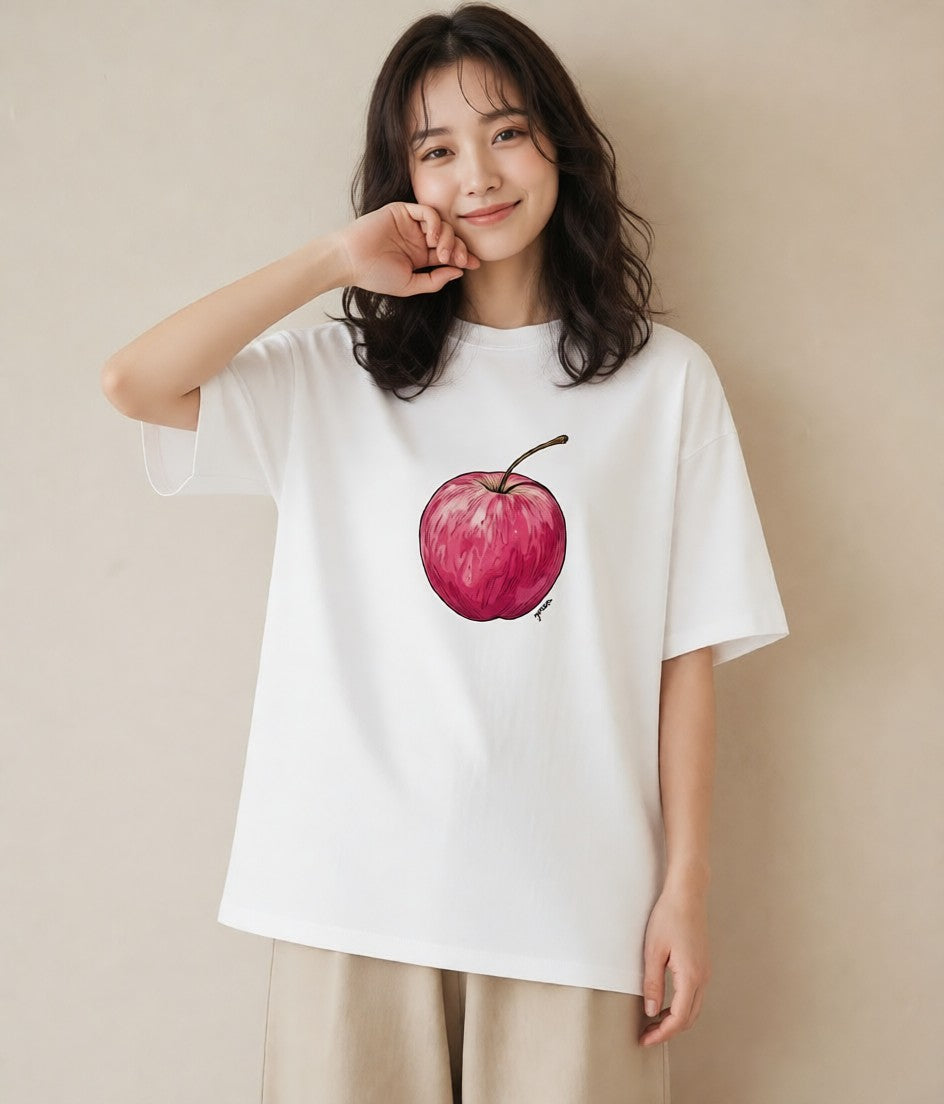 グラフィックTシャツ レディース さくらんぼ チェリー 食べ物 フード イラスト アート風 母娘コーデ 自分用 白T