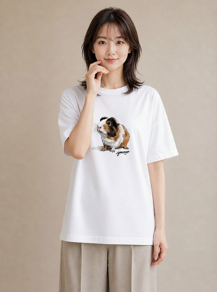 デザインTシャツ レディース ハムスター ペット 動物 イラスト ポップ 社会人 女性 白T