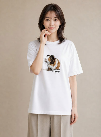 デザインTシャツ レディース ハムスター ペット 動物 イラスト ポップ 社会人 女性 白T