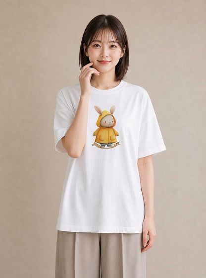 Tシャツ レディース うさちゃん ペット 動物 イラスト シック レイヤード 友達ギフト 白T
