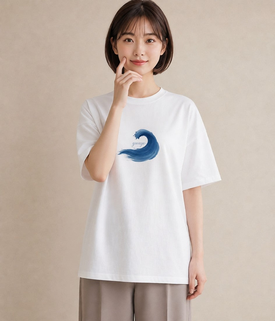 半袖Tシャツ レディース 海 星空 宇宙 イラスト 北欧風 通勤 在宅 白T