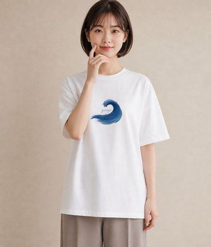 半袖Tシャツ レディース 海 星空 宇宙 イラスト 北欧風 通勤 在宅 白T