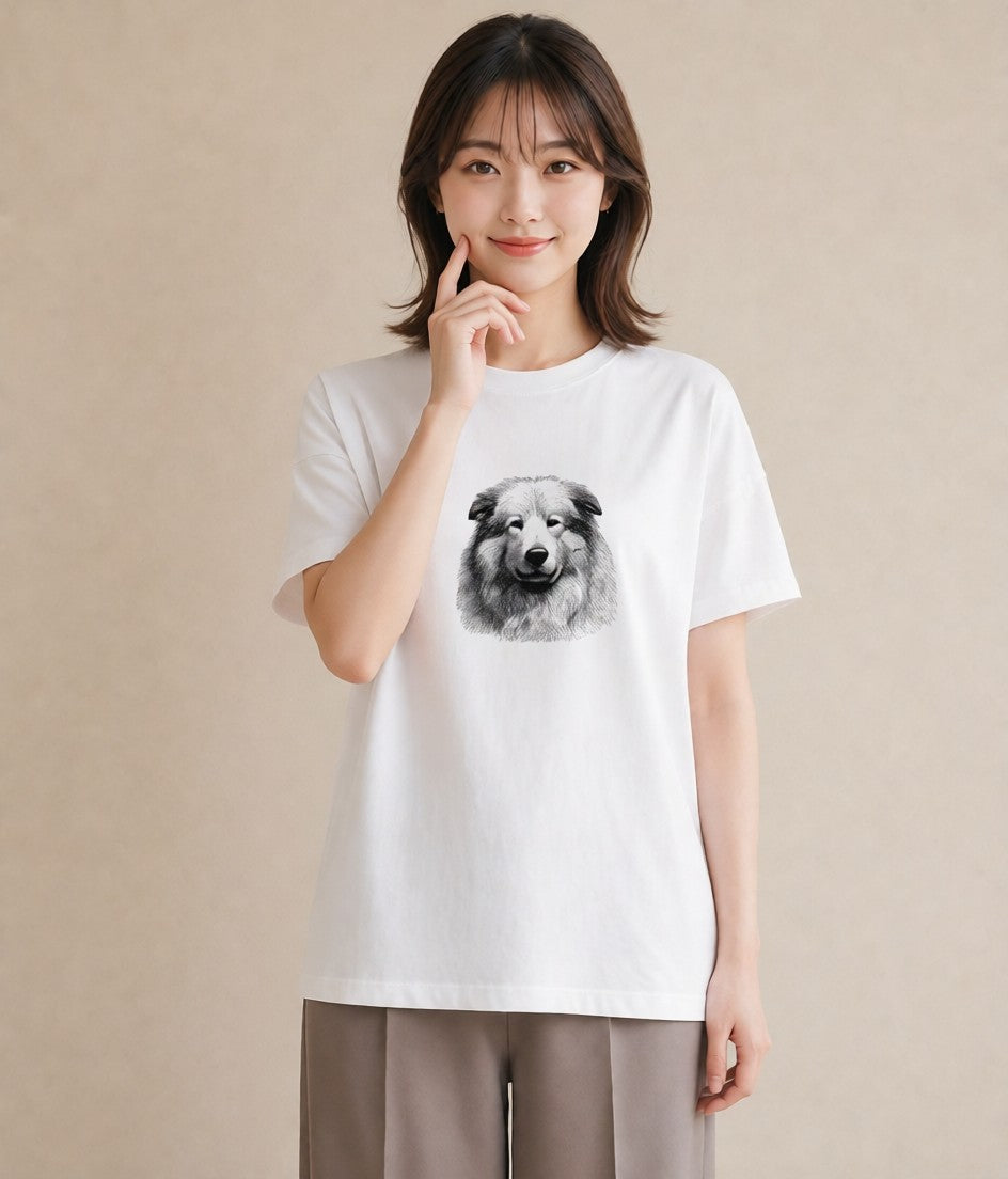 グラフィックTシャツ レディース 豆柴 犬 いぬ イラスト 北欧風 デイリーウェア 休日 白T