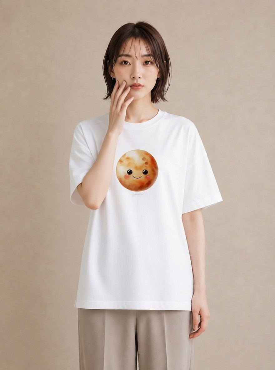 プリントTシャツ レディース 満月 星空 宇宙 イラスト ゆるコーデ 週末コーデ 敬老の日 白T