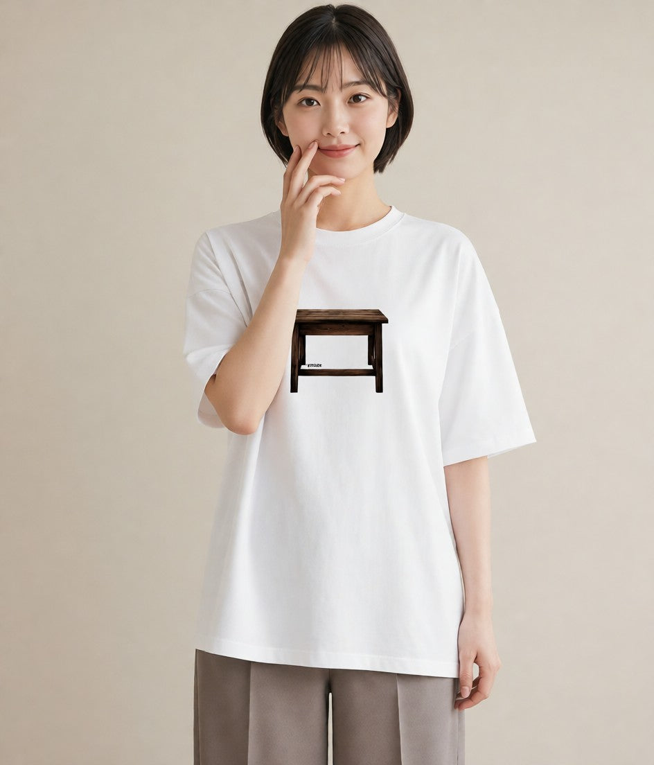 プリントTシャツ レディース 桟橋 水辺 波止場 ナチュラル アンティーク イラスト ガーリー 買い物 夏コーデ 白T