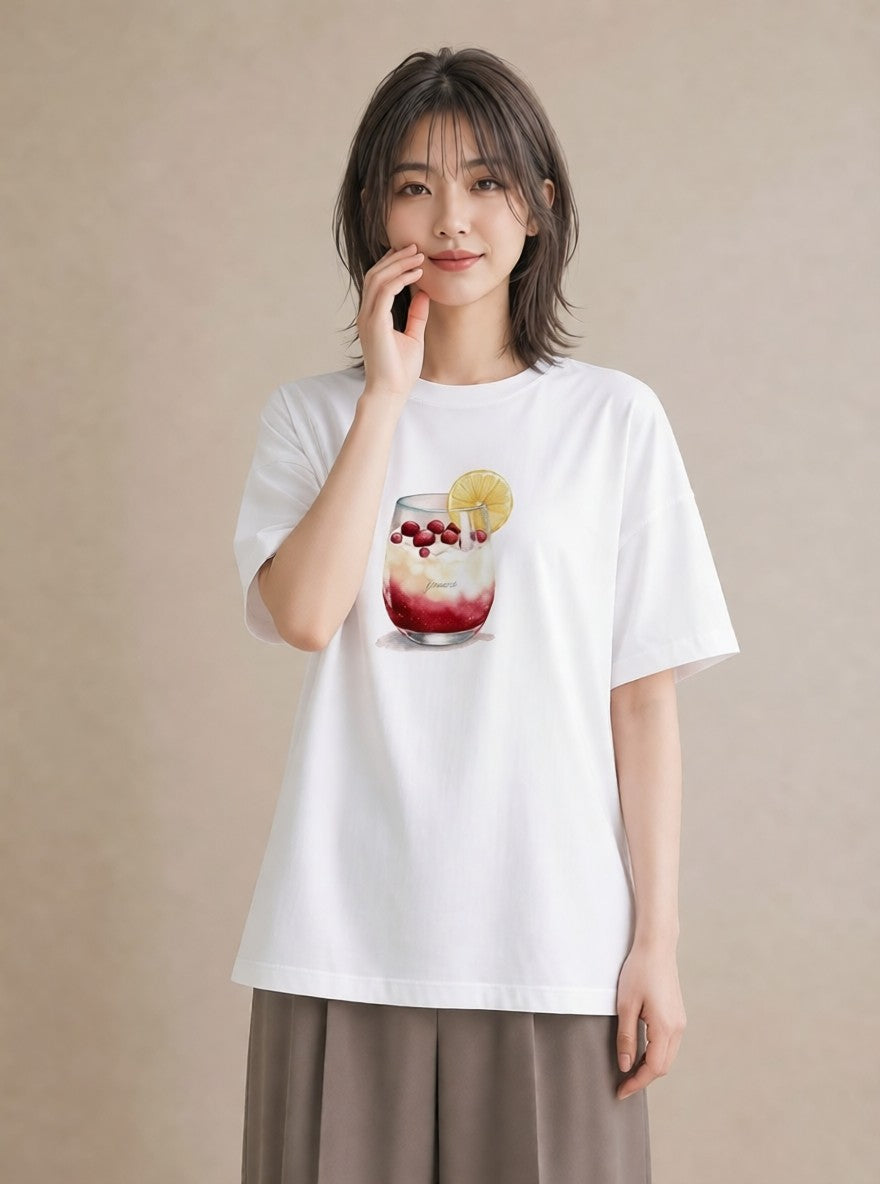 プリントTシャツ レディース クリームソーダ 食べ物 フード イラスト 淡色 カジュアルコーデ 買い物 白T