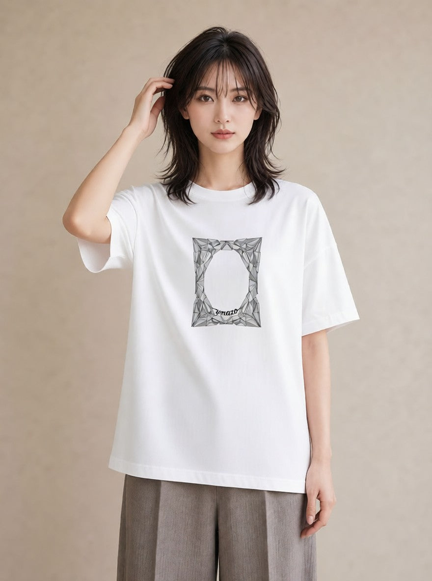 デザインTシャツ レディース 幾何学 ミニマル ジオメトリック イラスト シック 通学 誕生日プレゼント 白T