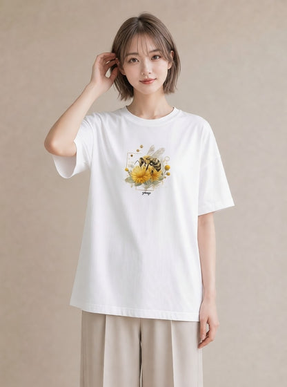 グラフィックTシャツ レディース みつばち 昆虫 虫 イラスト きれいめ おしゃれギフト 社会人 白T