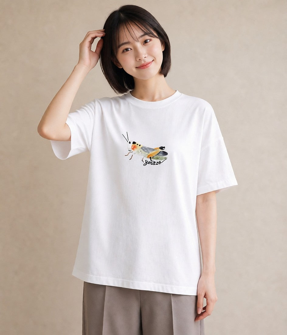 半袖Tシャツ レディース ダンゴムシ 昆虫 虫 イラスト フェミニン お揃い 親子 白T