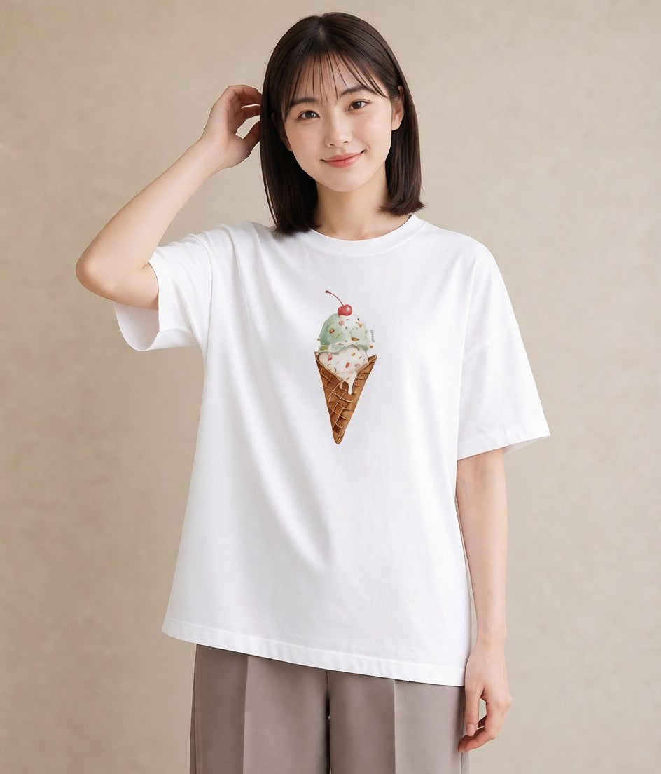 デザインTシャツ レディース チョコ 食べ物 フード イラスト 休日コーデ 親子 20代 白T