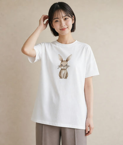 プリントTシャツ レディース ネザーランドドワーフ ペット 動物 イラスト モード ギフト 母の日 白T