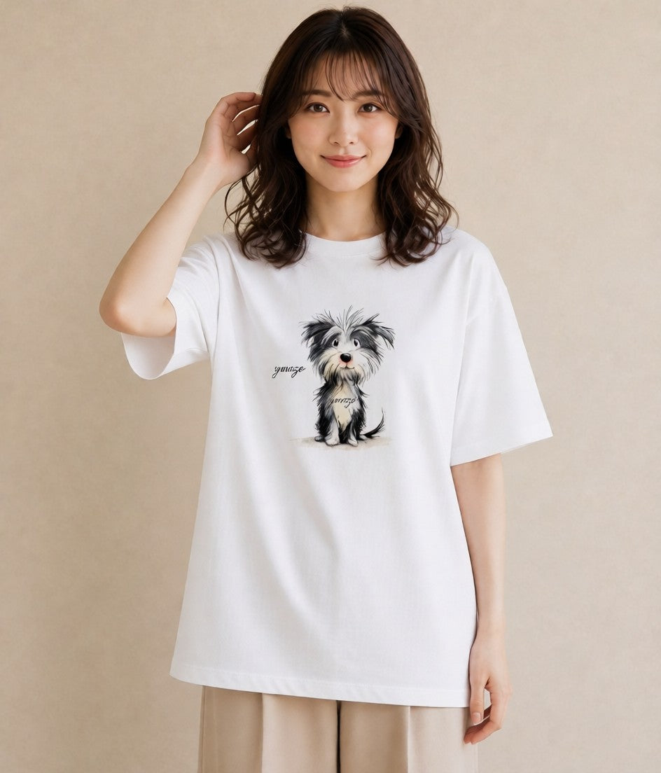 Tシャツ レディース 愛犬 犬 いぬ イラスト ポップ 買い物 夏コーデ 白T