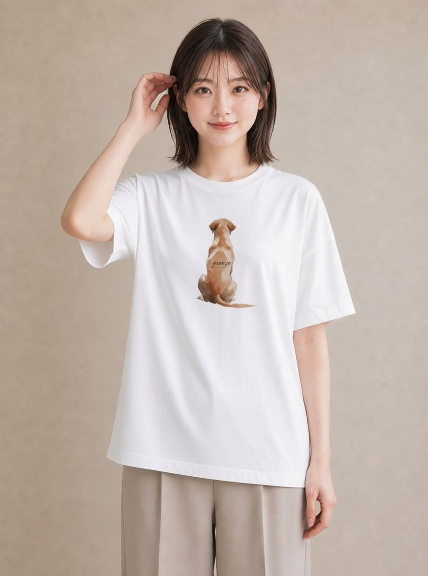 デザインTシャツ レディース わんちゃん 犬 いぬ イラスト ラフカジュアル 女性 旅行用 白T