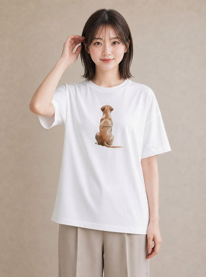 デザインTシャツ レディース わんちゃん 犬 いぬ イラスト ラフカジュアル 女性 旅行用 白T