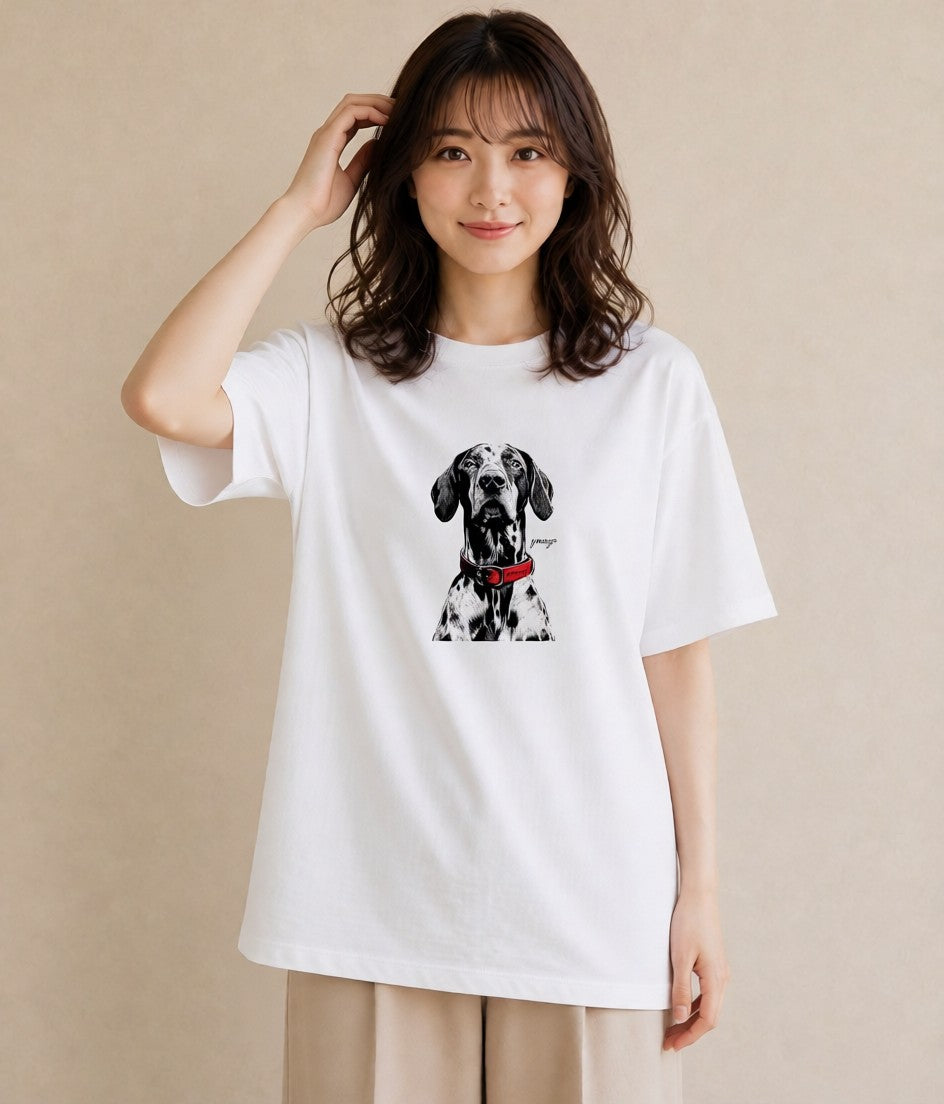 デザインTシャツ レディース ダルメシアン 犬 いぬ イラスト ニュアンス 敬老の日 ホワイトデー 白T