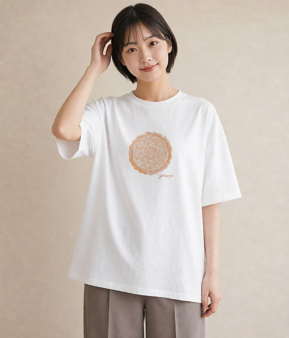 デザインTシャツ レディース パン 食べ物 フード イラスト ポップ 自分用 ルームウェア 白T