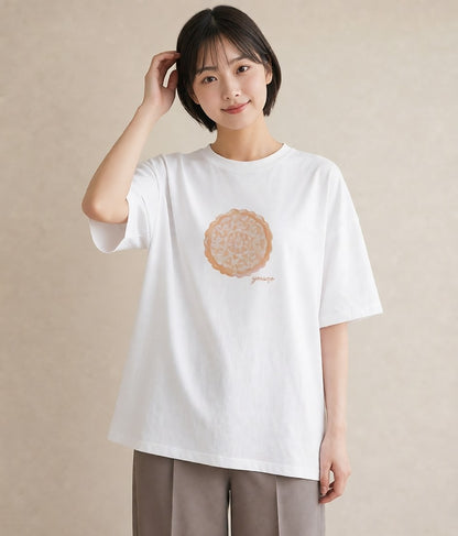 デザインTシャツ レディース パン 食べ物 フード イラスト ポップ 自分用 ルームウェア 白T