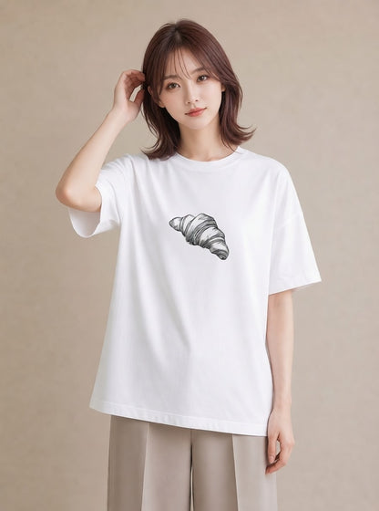 グラフィックTシャツ レディース パン ベーカリー イラスト ゆるコーデ ホワイトデー 春服 白T