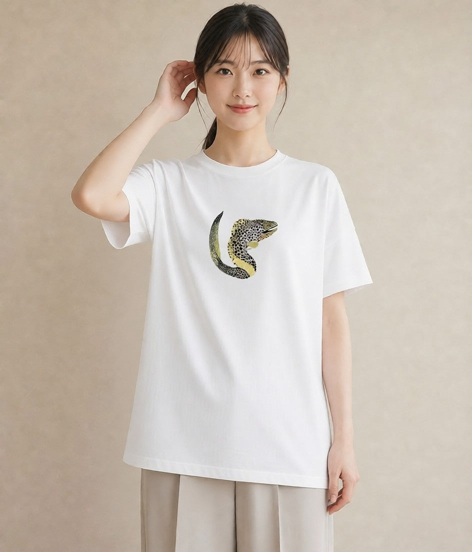 デザインTシャツ レディース チンアナゴ 海の生き物 海 イラスト ゆるかわ 綿100 デート 白T