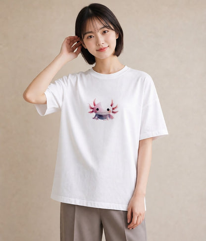 プリントTシャツ レディース ヤモリ ペット 動物 イラスト 水彩風 ミセス 春コーデ 白T