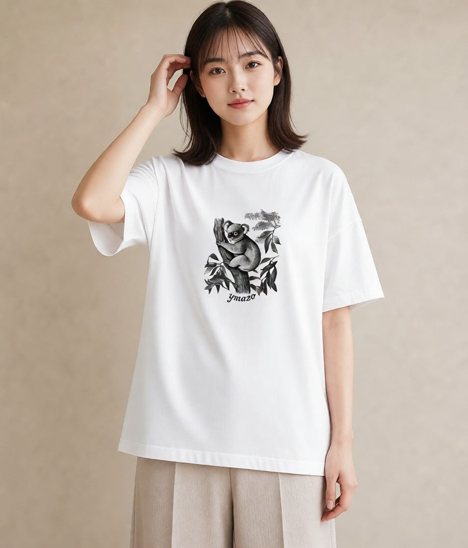 デザインTシャツ レディース コアラ 動物 アニマル イラスト シック クリスマス 旅行 白T