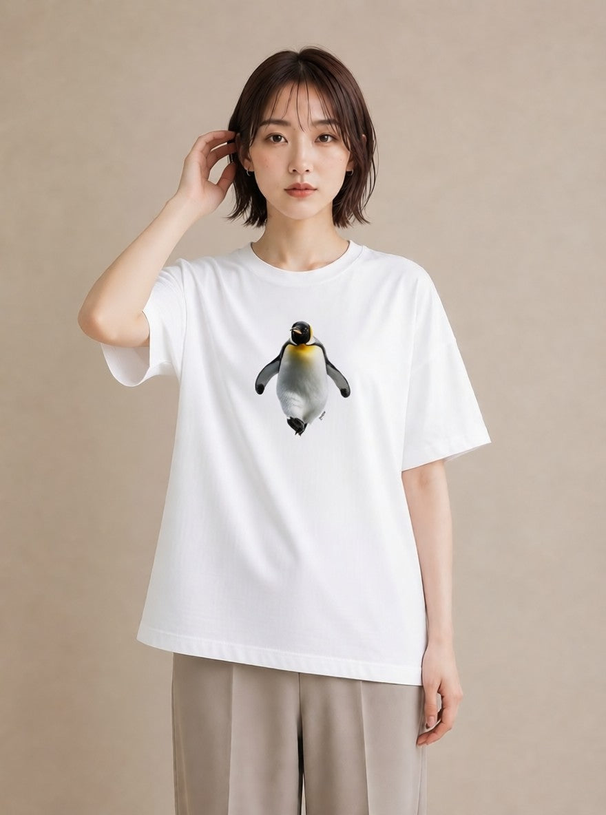 半袖Tシャツ レディース コウテイペンギン 動物 アニマル イラスト こなれ感 旅行 母娘コーデ 白T