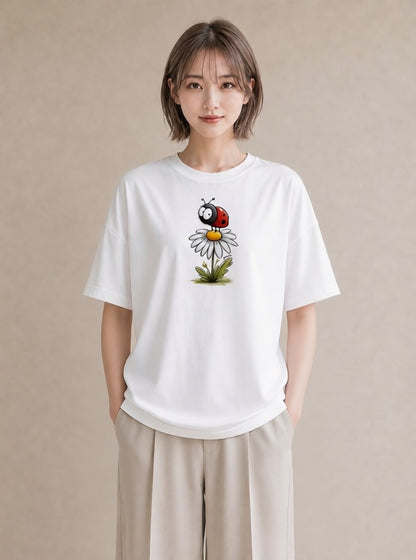Tシャツ レディース てんとう虫 昆虫 虫 イラスト ニュアンス 親子 20代 白T