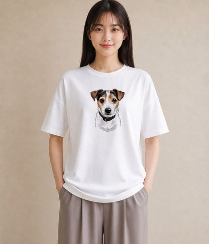 デザインTシャツ レディース ジャックラッセルテリア 犬 いぬ イラスト 手描き風 女性 旅行用 白T