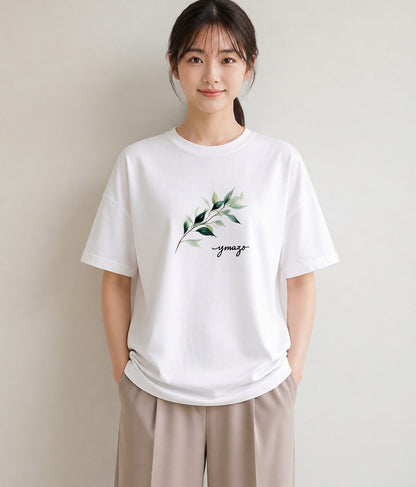 デザインTシャツ レディース ユーカリ 植物 ボタニカル イラスト レトロ 友達ギフト 部屋着 白T