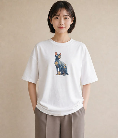 グラフィックTシャツ レディース シャム 猫 ねこ イラスト カフェコーデ 親子 20代 白T