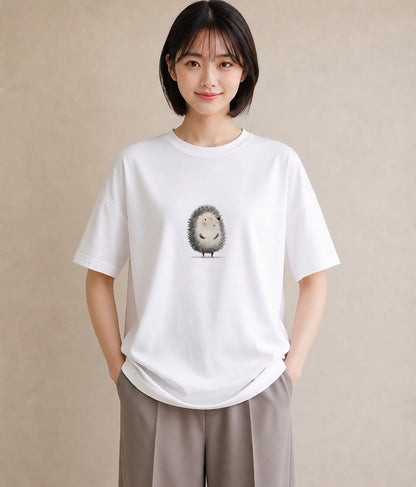 デザインTシャツ レディース ハリネズミ ペット 動物 イラスト ナチュラル 春コーデ 姉妹 白T