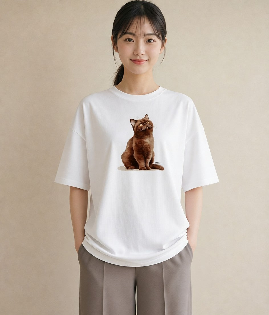 Tシャツ レディース ソマリ 猫 ねこ イラスト 線画 レイヤード 友達ギフト 白T