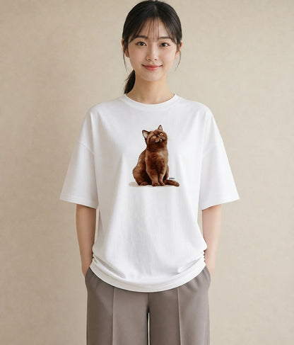 Tシャツ レディース ソマリ 猫 ねこ イラスト 線画 レイヤード 友達ギフト 白T
