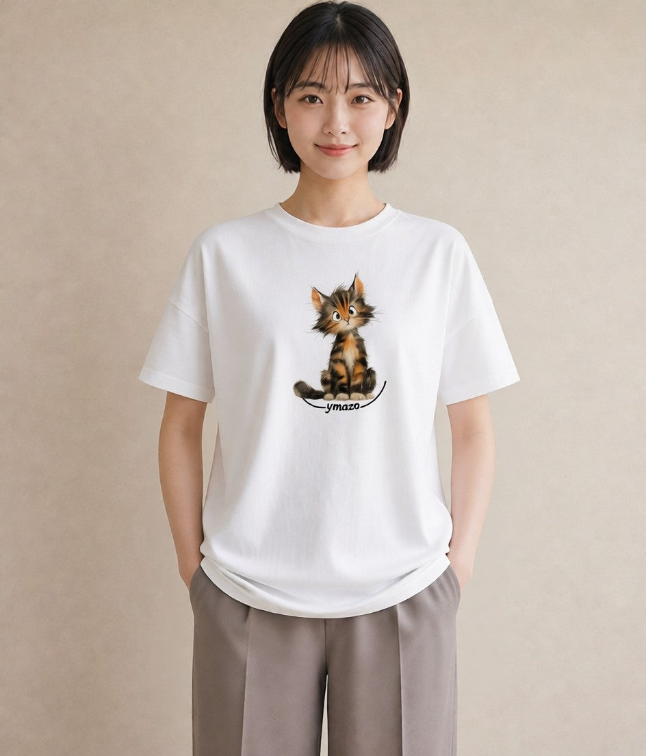 グラフィックTシャツ レディース 猫 ねこ イラスト 北欧風 母娘コーデ 自分用 白T