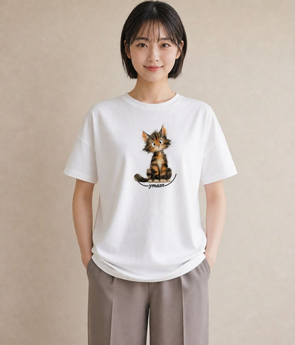 グラフィックTシャツ レディース 猫 ねこ イラスト 北欧風 母娘コーデ 自分用 白T