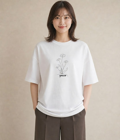 プリントTシャツ レディース 観葉植物 ボタニカル 植物 イラスト ラフカジュアル 女子会 お揃い 白T