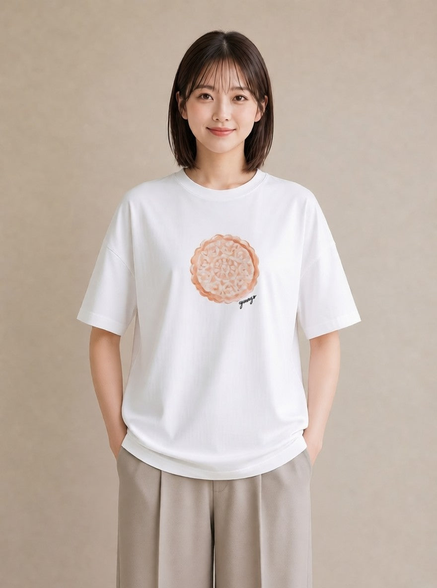 半袖Tシャツ レディース ベーグル 食べ物 フード イラスト シック ホワイトデー 春服 白T