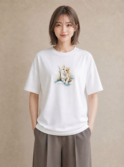 プリントTシャツ レディース 猫の手 猫 ねこ イラスト ナチュラル ママ カフェ服 白T