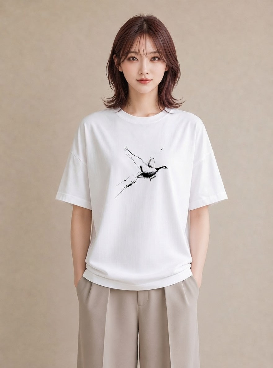 半袖Tシャツ レディース 折り鶴 折り紙 ナチュラル アンティーク イラスト ガーリー ホワイトデー 春服 白T
