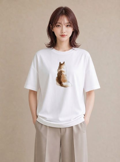 半袖Tシャツ レディース 子犬 犬 いぬ イラスト 北欧風 週末コーデ 敬老の日 白T