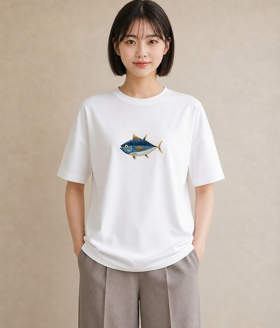 半袖Tシャツ レディース マンボウ 海の生き物 海 イラスト ポップ 春服 ミセス 白T