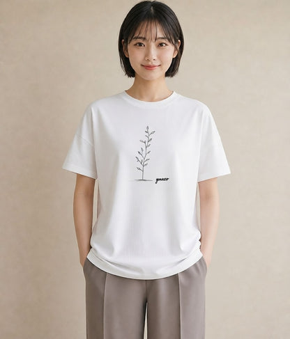 プリントTシャツ レディース 小花 花 フラワー イラスト お洒落 買い物 夏コーデ 白T