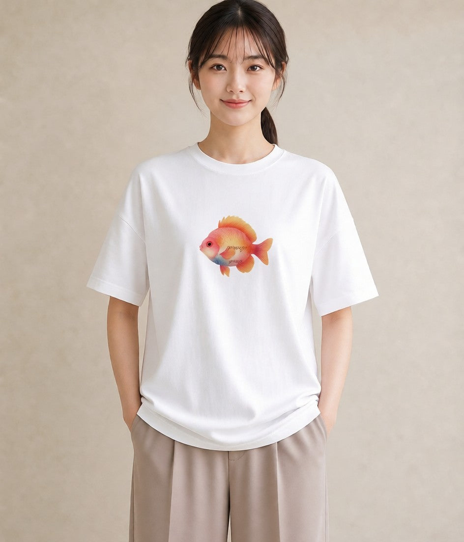 半袖Tシャツ レディース たい焼き 食べ物 フード イラスト 可愛い ビーチ デイリーウェア 白T