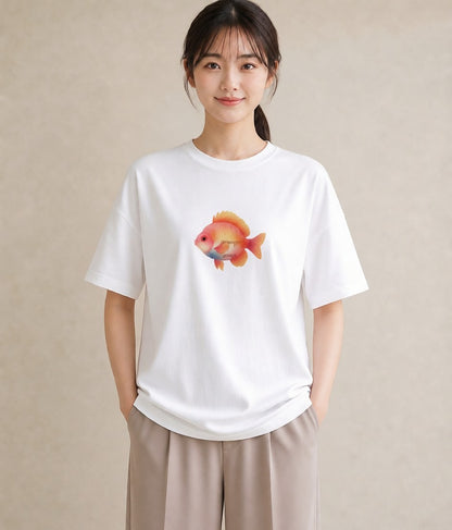 半袖Tシャツ レディース たい焼き 食べ物 フード イラスト 可愛い ビーチ デイリーウェア 白T