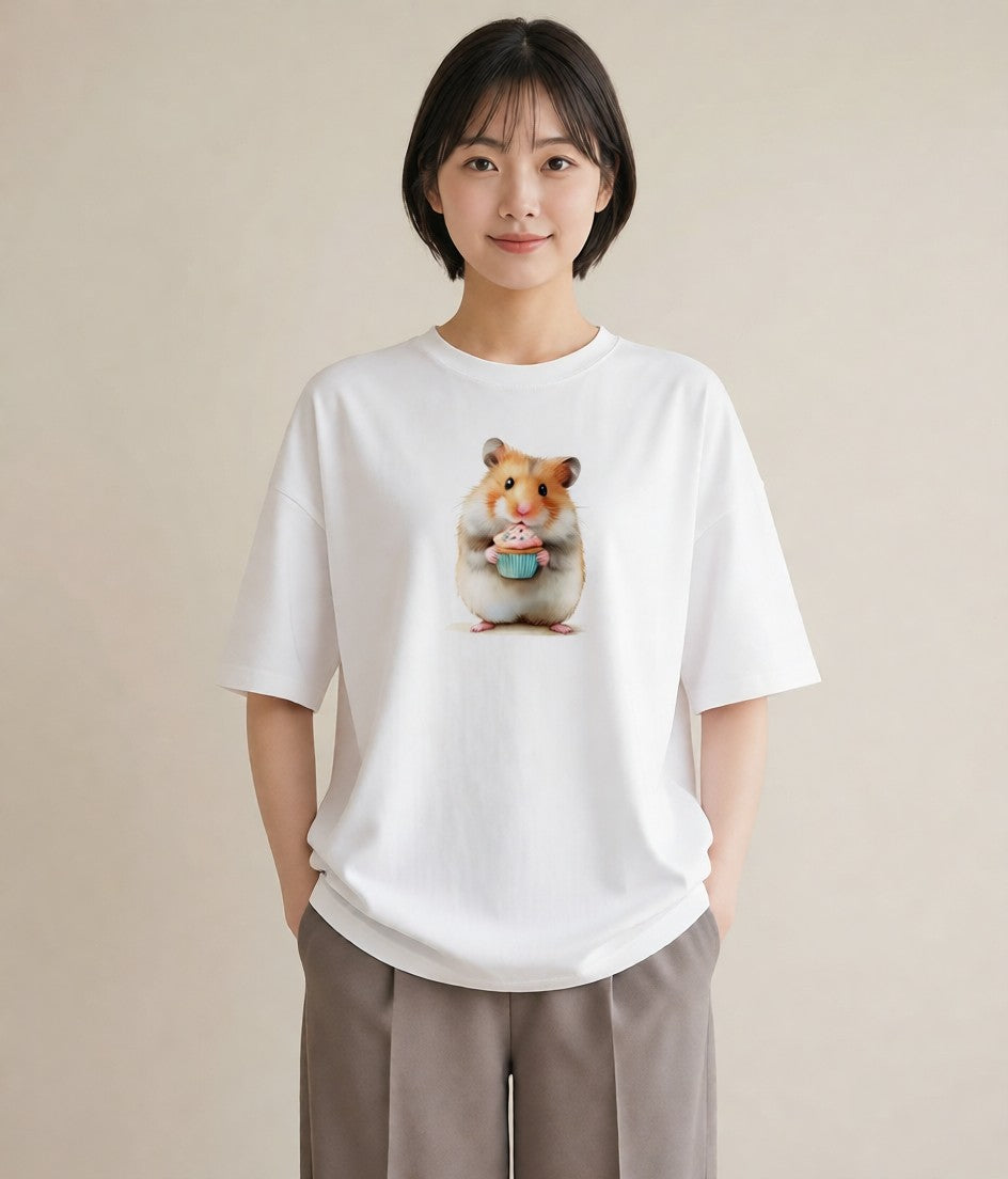 グラフィックTシャツ レディース モルモット ペット 動物 イラスト ユニーク 在宅 公園 白T