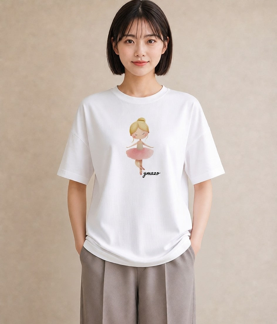 デザインTシャツ レディース バレエシューズ バレエ トウシューズ ナチュラル アンティーク イラスト お洒落 敬老の日 ホワイトデー 白T