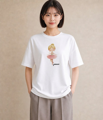 デザインTシャツ レディース バレエシューズ バレエ トウシューズ ナチュラル アンティーク イラスト お洒落 敬老の日 ホワイトデー 白T