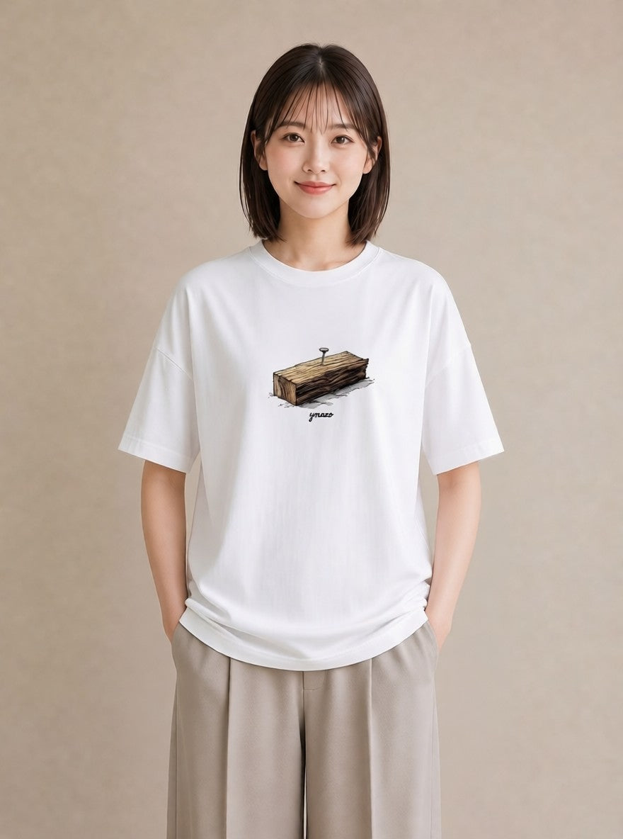 半袖Tシャツ レディース 桟橋 水辺 波止場 ナチュラル アンティーク イラスト 個性的 レイヤード 友達ギフト 白T